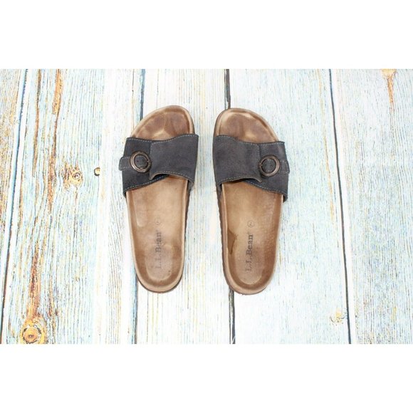 LL Bean Navy Blue Suede Slip on Slide Sandals Slippers Size 7 - Picture 7 of 9